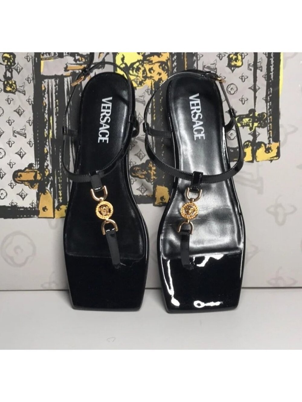 New Authentic Versace Women's Black Sandals